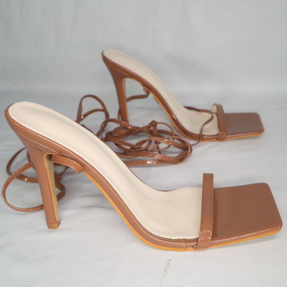 Ankle wrap Brown Strappy Sandal Heel Shoe NEW Size 42 (10)